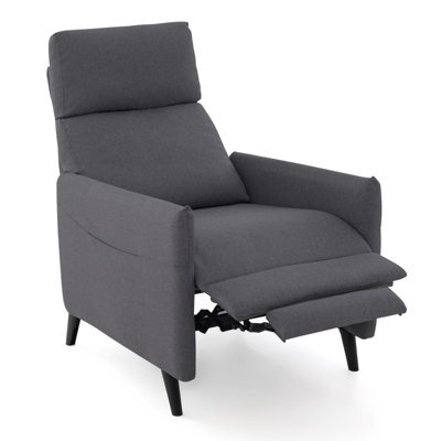Gainoom Dark Grey Push Back Recliner Chair Linen Fabric Reclining Armchair - image 1