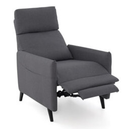 Gainoom Dark Grey Push Back Recliner Chair Linen Fabric Reclining Armchair