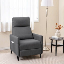 Gainoom Dark Grey Push Back Recliner Chair Linen Fabric Reclining Armchair - thumbnail 5