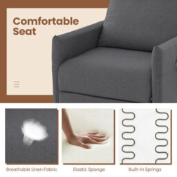 Gainoom Dark Grey Push Back Recliner Chair Linen Fabric Reclining Armchair - thumbnail 8
