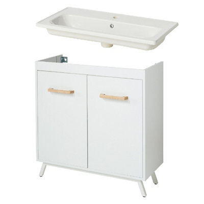 GoodHome Ladoga Matt White Vanity Unit & Basin Set - Includes Towan Basin (W)800mm (H)810mm