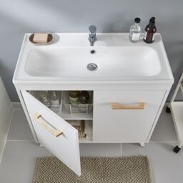 GoodHome Ladoga Matt White Vanity Unit & Basin Set - Includes Towan Basin (W)800mm (H)810mm - thumbnail 8
