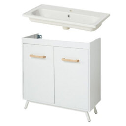 GoodHome Ladoga Matt White Vanity Unit & Basin Set - Includes Towan Basin (W)800mm (H)810mm - thumbnail 1