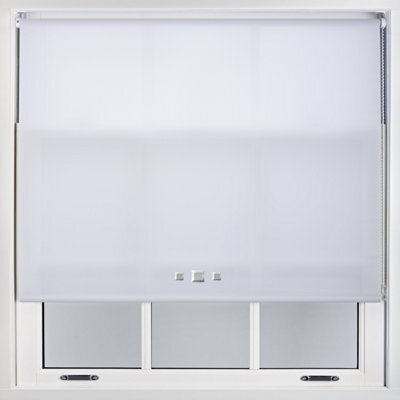 Furnished Trimmable Roller Blind With Triple Square Eyelets And Metal Fittings - White Daylight Shade (W)120Cm X (L)165Cm