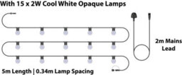 Eagle Connect Festoon Black Rubber Ip44 5M/15X2W Cool White Opaque Lamps - thumbnail 2