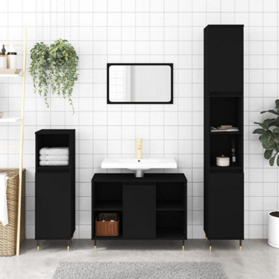 Berkfield Bathroom Cabinet Black 80X33X60 Cm Engineered Wood - image 1