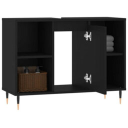 Berkfield Bathroom Cabinet Black 80X33X60 Cm Engineered Wood - thumbnail 4