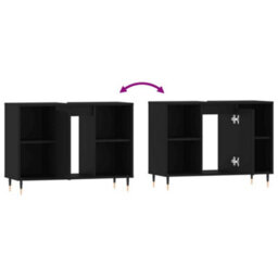 Berkfield Bathroom Cabinet Black 80X33X60 Cm Engineered Wood - thumbnail 9