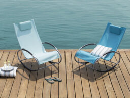 Beliani Rocking Sun Lounger Campo Metal Turquoise - thumbnail 2