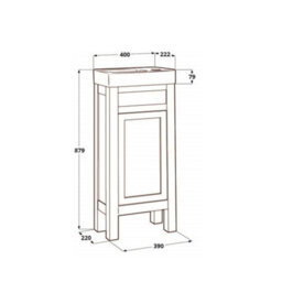 Homestylestore Light Grey 400mm Bathroom Vanity Unit And Wc Unit With Round Back To Wall Toilet And Chrome Round Handle - thumbnail 4
