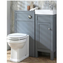 Homestylestore Light Grey 400mm Bathroom Vanity Unit And Wc Unit With Round Back To Wall Toilet And Chrome Round Handle - thumbnail 1