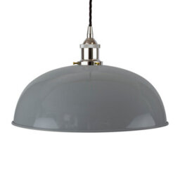 French Grey Worcester Painted Dome Pendant Light With Nickel Lamp Holder And Black Twisted Cable - Se Home - thumbnail 1