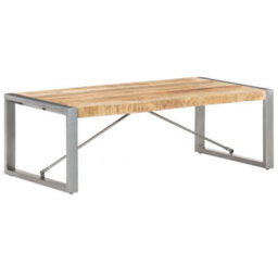 Berkfield Industrial Coffee Table 120X60X40 Cm Rough Mango Wood - thumbnail 8