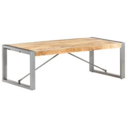 Berkfield Industrial Coffee Table 120X60X40 Cm Rough Mango Wood - thumbnail 2