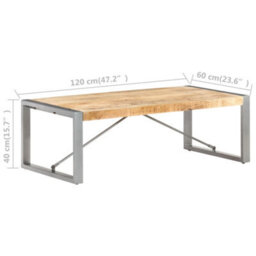 Berkfield Industrial Coffee Table 120X60X40 Cm Rough Mango Wood - thumbnail 6