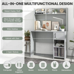 Modern Computer Desk Home Office Writing Study Desk With Display Shelf - thumbnail 3