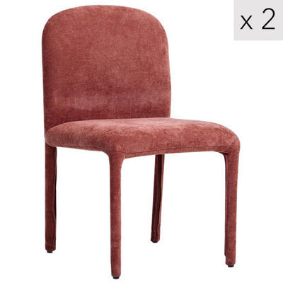Nordlys Set Of 2 Metal And Terracotta Fabric Dining Chairs Modern Design Style Dining Room - image 1