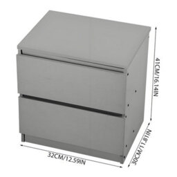 Modern Grey Mdf Bedside Table With 2 Drawers - Sleek Bedroom Nightstand Storage Unit - thumbnail 2
