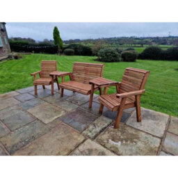 Churnet Valley Garden Furniture Ltd Valley 4 Seat Set 1X2B 2Xc Angled Tray - Timber - L100 X W310 X H95 Cm - Fully Assembled - Set Of Waterproof Cushions Included - thumbnail 3
