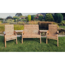 Churnet Valley Garden Furniture Ltd Valley 4 Seat Set 1X2B 2Xc Angled Tray - Timber - L100 X W310 X H95 Cm - Fully Assembled - Set Of Waterproof Cushions Included - thumbnail 1