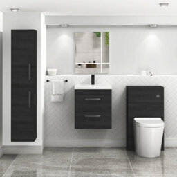 Royal Bathrooms Turin Hale Black 500mm Wall Hung Vanity Unit 2 Drawer With Mid-Edge Basin Sink & Matt Black Handles - thumbnail 4
