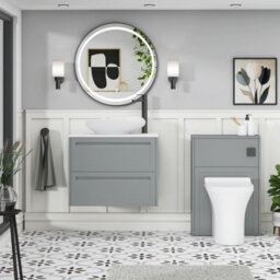 Royal Bathrooms Royal Bathroom Elmore 700mm Matt Pebble Grey Wall Mounted Bathroom Vanity Unit 2 Drawer Plain White Worktop With Nova Basin - thumbnail 5