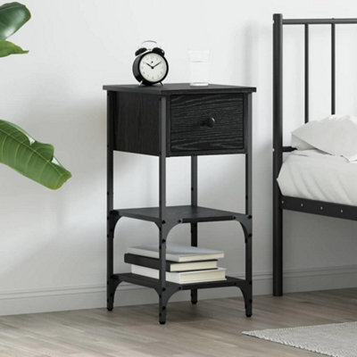 Walplus Bedside Cabinet With Drawer Black Oak 34 X 36 X 70 Cm - image 1