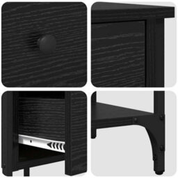 Walplus Bedside Cabinet With Drawer Black Oak 34 X 36 X 70 Cm - thumbnail 9