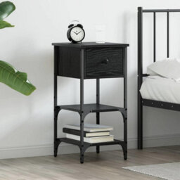 Walplus Bedside Cabinet With Drawer Black Oak 34 X 36 X 70 Cm