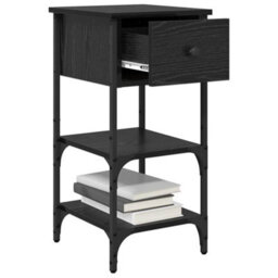 Walplus Bedside Cabinet With Drawer Black Oak 34 X 36 X 70 Cm - thumbnail 3
