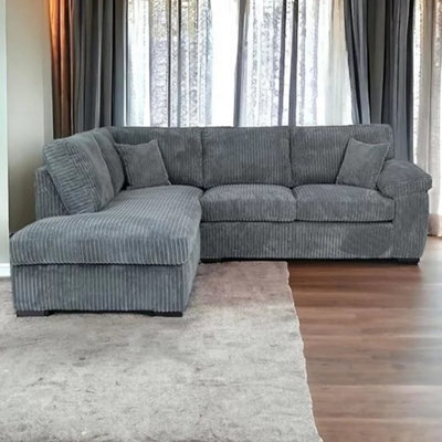 Sofa Scene Amalfi Corner Sofa Suite, Left And Right Hand Chaise, Grey Jumbo Cord - image 1