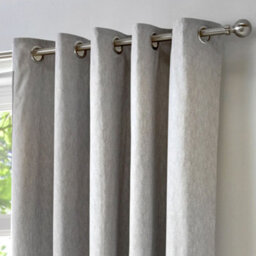 Fusion Cannes 100% Cotton Black Out Plain Dyed Silver Eyelet Curtains - thumbnail 2