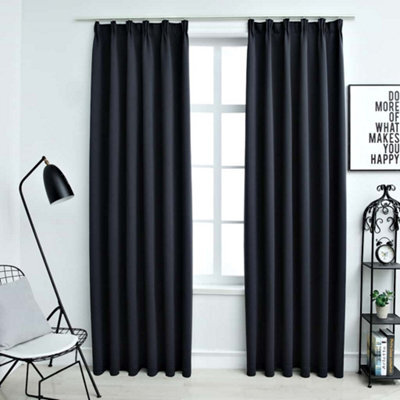 Berkfield Blackout Curtains With Hooks 2 Pcs Anthracite 140X225 Cm - image 1