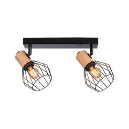 Paulmann 66767 Spotlight Lanke 2-Lamp Max. 2X20W Ceiling Luminaire Black/wood Spot Metal E14 - thumbnail 3