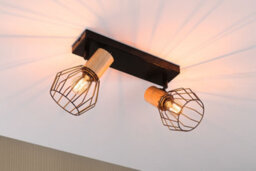Paulmann 66767 Spotlight Lanke 2-Lamp Max. 2X20W Ceiling Luminaire Black/wood Spot Metal E14 - thumbnail 5