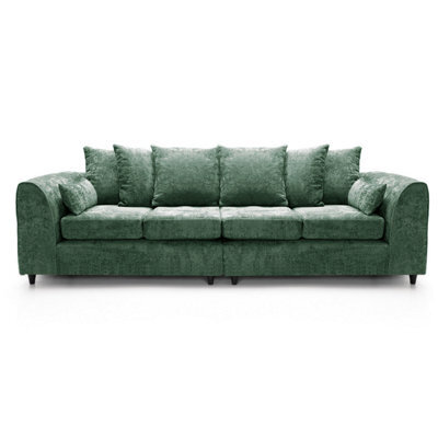 Furnishings For Less UK Monaco Chenille Fabric Long 4 Seater Sofa  Green - image 1