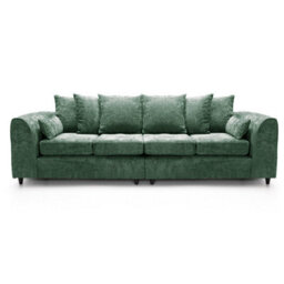 Furnishings For Less UK Monaco Chenille Fabric Long 4 Seater Sofa  Green - thumbnail 1