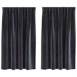 Berkfield Modern Blackout Curtains With Top Tape 2 Pcs Dark Grey Velvet - thumbnail 1