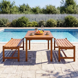 112Cm Patio Wood Bench Dining Bench - thumbnail 6