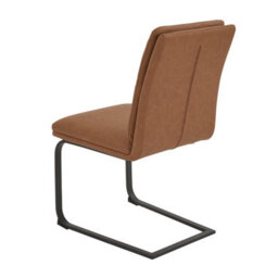 The Furniture Market Bronx Tan Brown Faux Leather Dining Chair Cantilever Leg Design Industrial Style Vegan Friendly Black Legs - thumbnail 4
