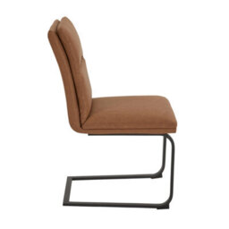 The Furniture Market Bronx Tan Brown Faux Leather Dining Chair Cantilever Leg Design Industrial Style Vegan Friendly Black Legs - thumbnail 5