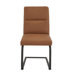 The Furniture Market Bronx Tan Brown Faux Leather Dining Chair Cantilever Leg Design Industrial Style Vegan Friendly Black Legs - thumbnail 6