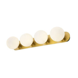 Cosylyte Bowen Bathroom 4 Light Classic Opal Glass Ceiling Flush Light - Brass - thumbnail 2