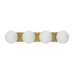 Cosylyte Bowen Bathroom 4 Light Classic Opal Glass Ceiling Flush Light - Brass - thumbnail 3