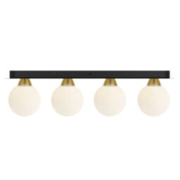 Cosylyte Bowen Bathroom 4 Light Classic Opal Glass Ceiling Flush Light - Brass - thumbnail 6