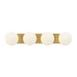 Cosylyte Bowen Bathroom 4 Light Classic Opal Glass Ceiling Flush Light - Brass - thumbnail 4