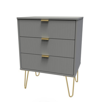 Linear Ready Assembled Matt Dark Grey 3 Drawer Wide Chest (H)740mm (W)575mm (D)395mm - image 1