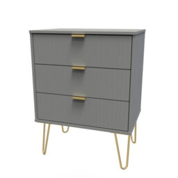 Linear Ready Assembled Matt Dark Grey 3 Drawer Wide Chest (H)740mm (W)575mm (D)395mm - thumbnail 1