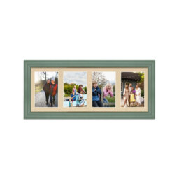 AK Frames 50X20Cm Green Classic Multi Photo Frame With Ivory Mount - Holds 4 Apertures (4X) 6X4 Photos - thumbnail 1