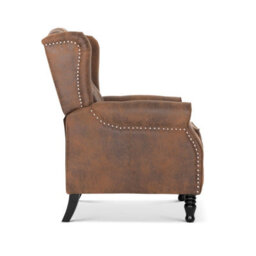 Faux Leather Suede Brown Marianna Manual Recliner Wingback Chair - thumbnail 7